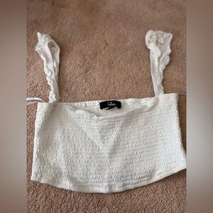 Lulu's Cream Smocked Crop Top